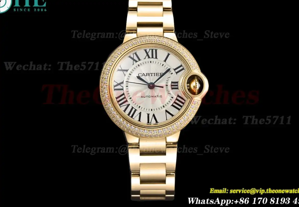 Ballon Bleu De Cartier 33mm YG YG White Rmn GDF NH05