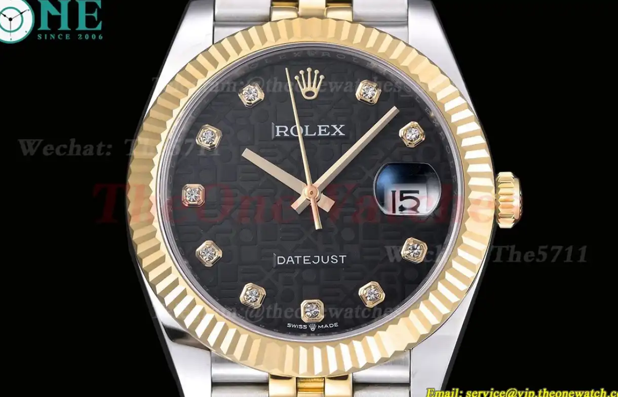 Datejust 126333 41MM YG SS Black Textured DIa EWEF A3235