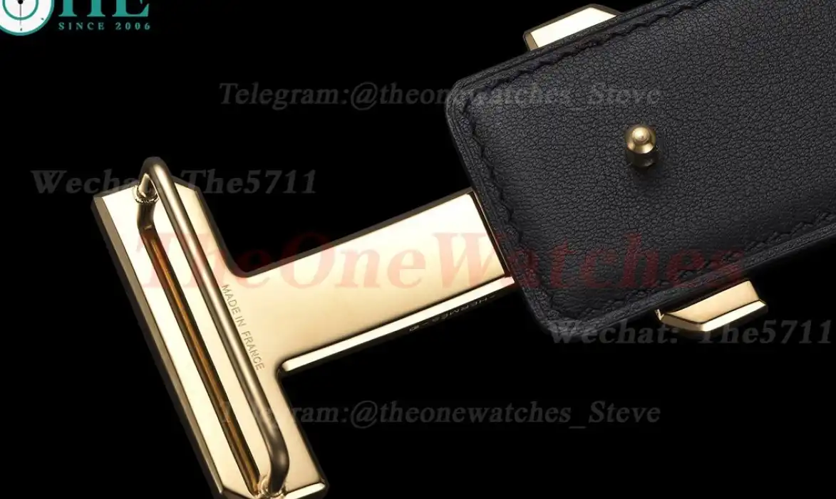 Yellow Gold Hermes SS Buckle on Brown Leather Belt 3.9cm