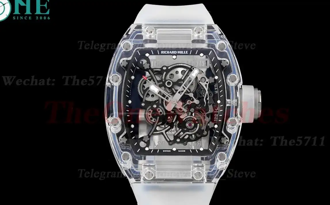 RM055 Transparent  Skeleton Dial on Transparent  Rubber strap Sonic Clone RMUL2