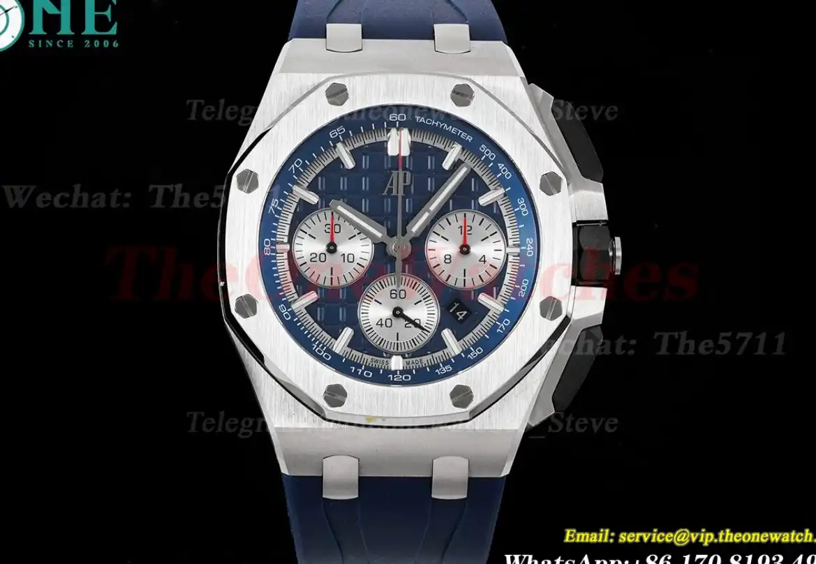 Royal Oak Offshore Chrono 43mm SS RU Blue Silver APF A7750