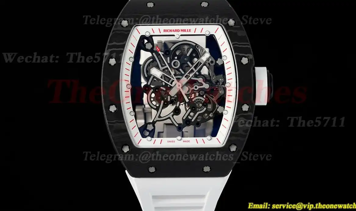 RM055 NTPT RU White Red Rehaut on White Rubber Strap ZF RMUL2 Super Clone