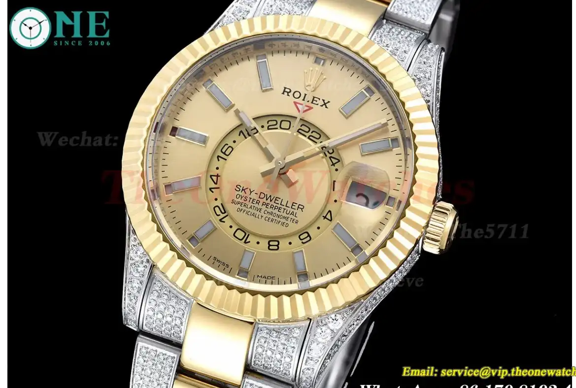 SkyDweller 42mm Diamond Oyster SS YG Gold Stk FNF A9001