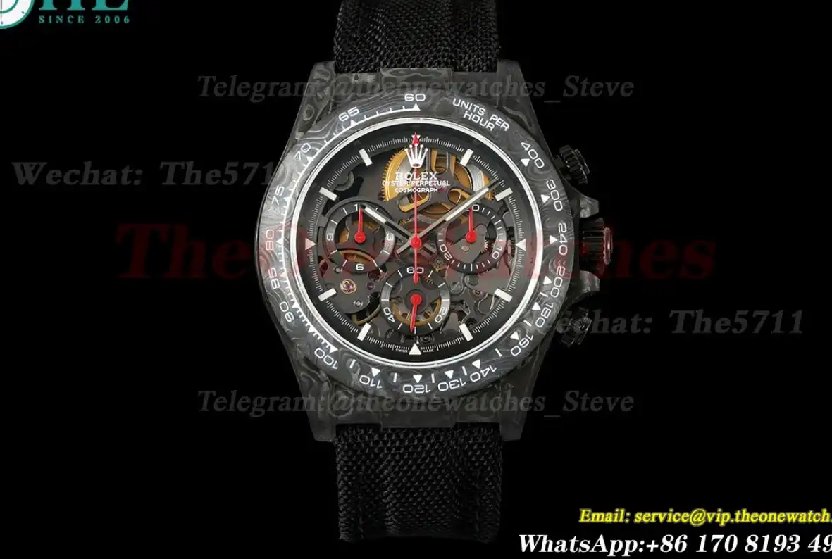 Daytona Diw 40mm White Bezel Carbon NY Skeleton Dial N6F DD4801