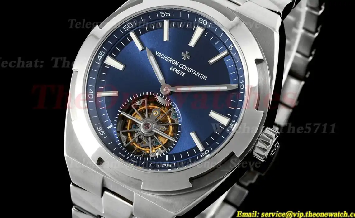 Overseas 6000V 42.5mm SS SS Blue Stk EURF Tourb