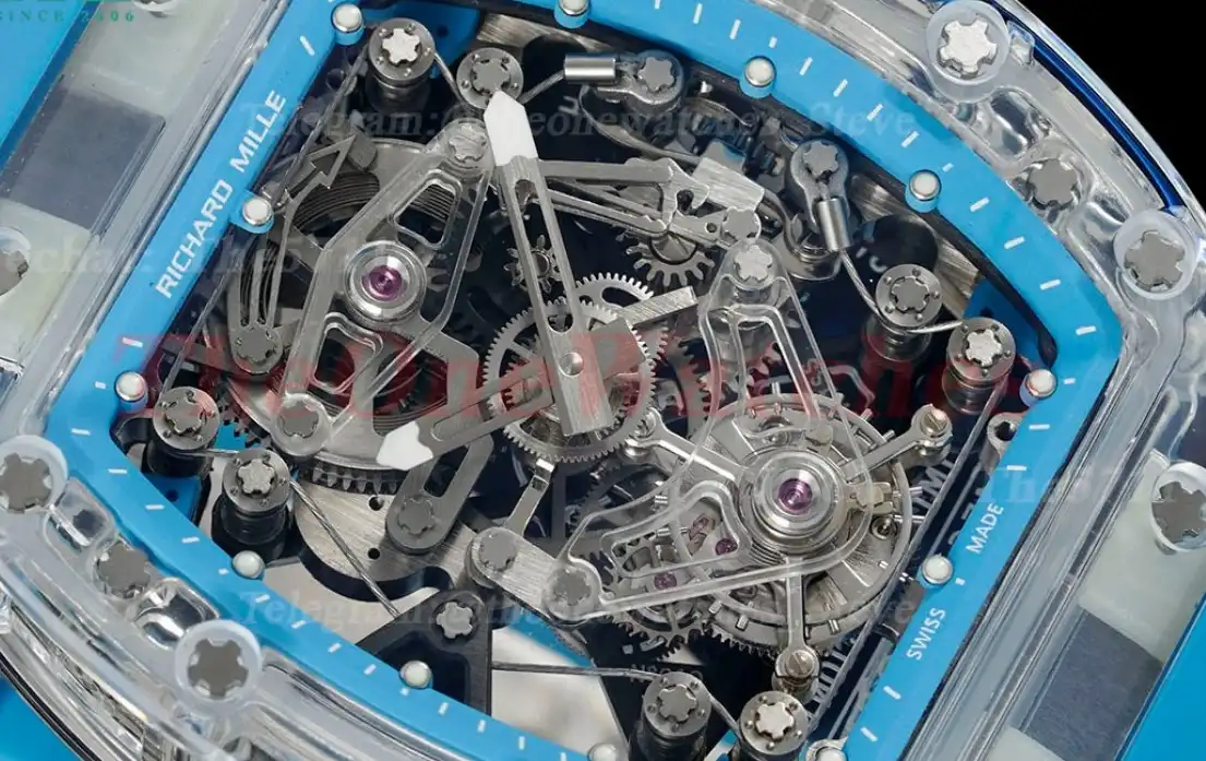 RM56-02 44mm Skeleton Dial on Blue Rubber Strap RMF Tourb