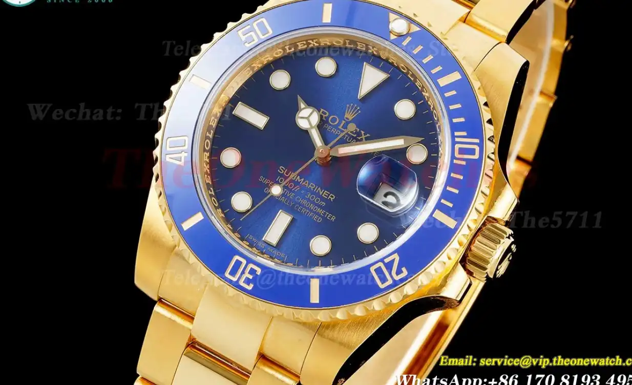 Submariner 116618LB 40mm Wrapped YG YG Blue Dot KF VR3135