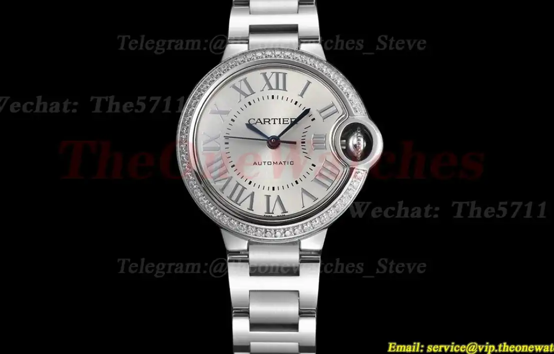 Ballon Bleu De Cartier 33mm SS SS Silver Dial Diamond Bezel GDF NH05