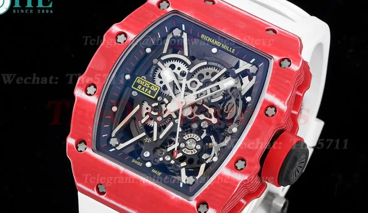 RM35-02 Skeleton Dial With White Rubber Strap T+F Clone RMUL2