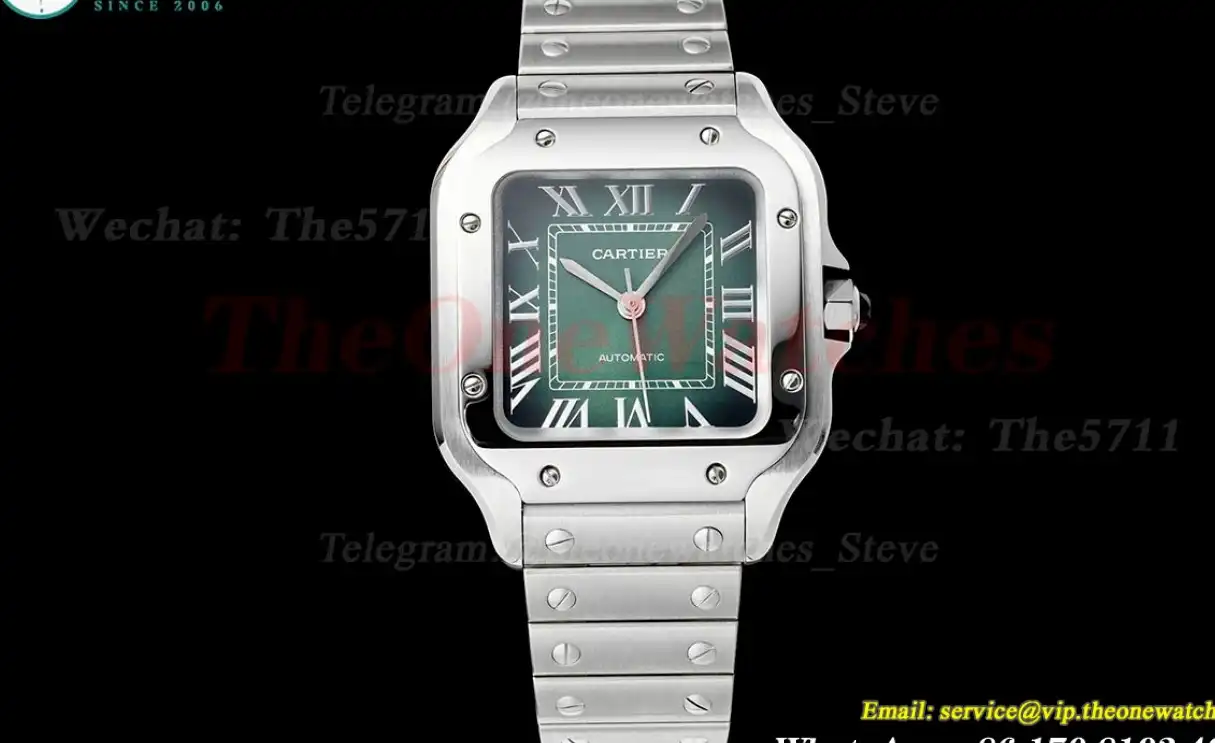 Santos De Cartier 35mm SS SS Green Dial AF MY9015