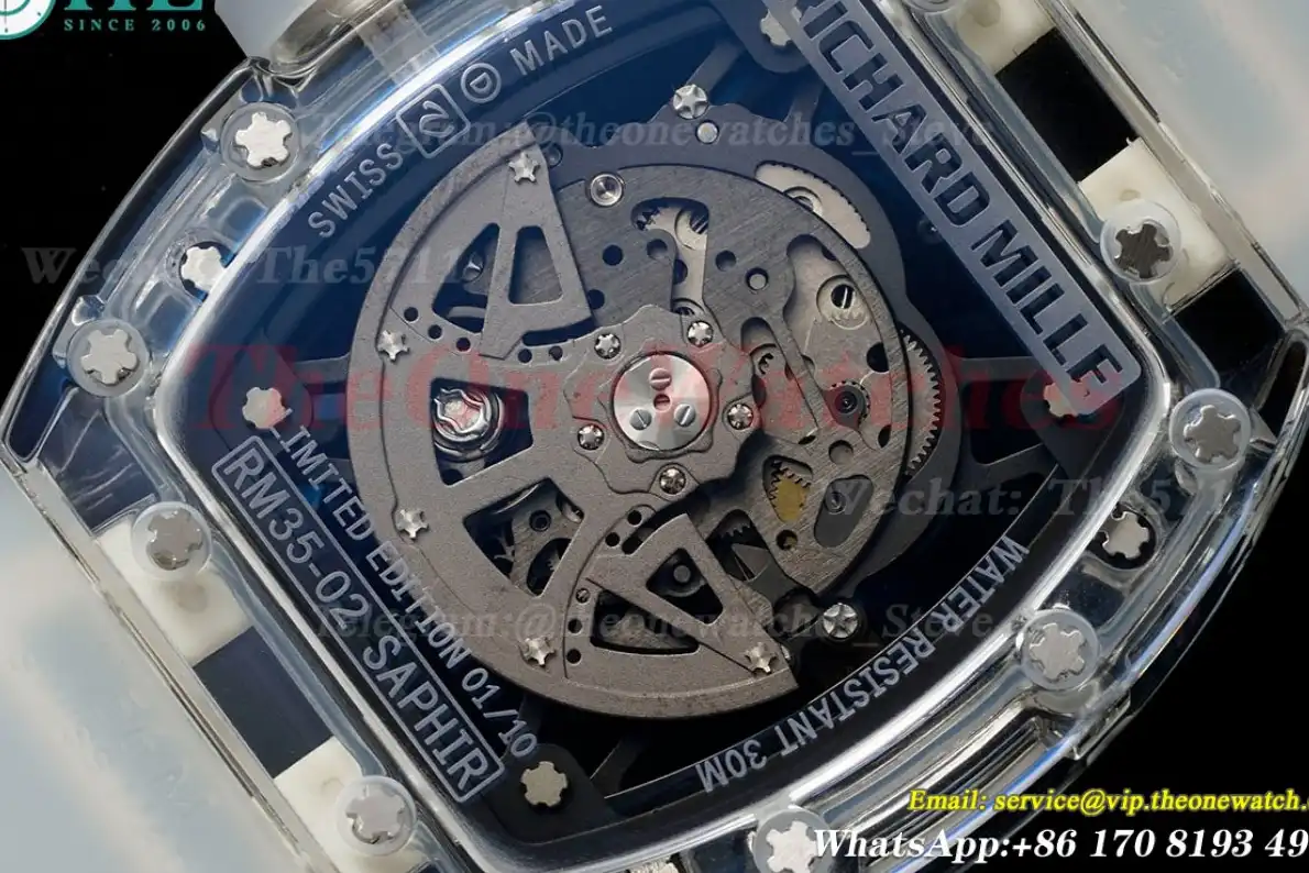 RM035-02 Skeleton Dial on Transparent Strap RMF RMAL1