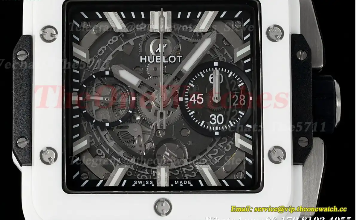 Square Bang Unico 42mm White Cer RU Skeleton Dial BBF HUB1280A