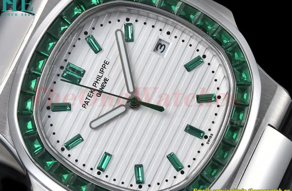 Nautilus Diamond 40mm SS LE Green Dia White Dial GDF MY8215