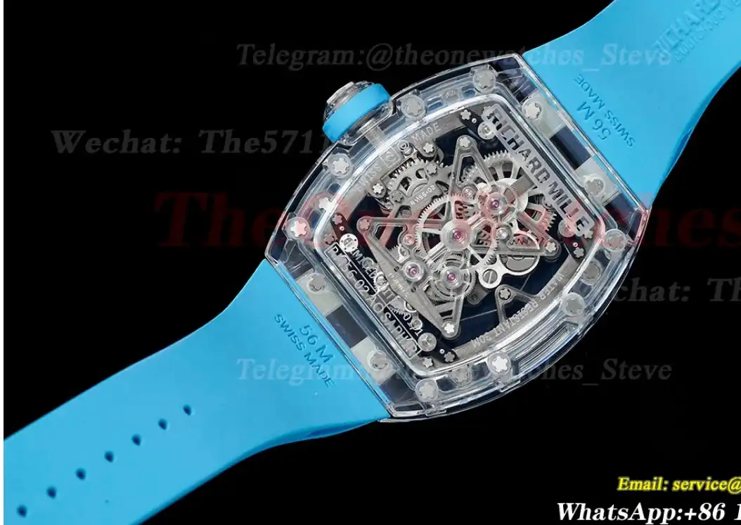 RM56-02 44mm Skeleton Dial on Blue Rubber Strap RMF Tourb