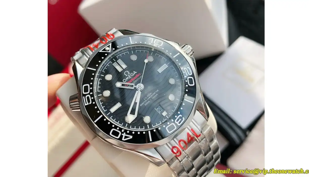 Seamaster 300m 42mm SS SS Black GDF MY8215+Free Nylon Strap