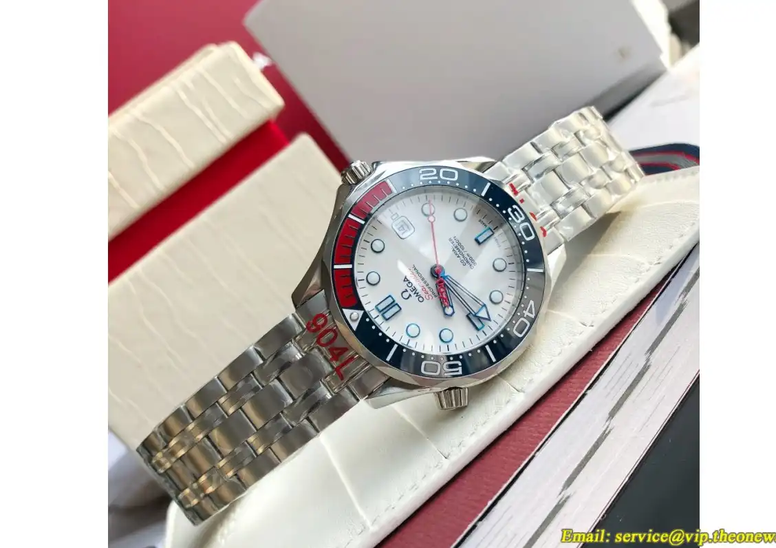 Seamaster 300m 42mm SS SS White GDF MY8215+Free Nylon Strap