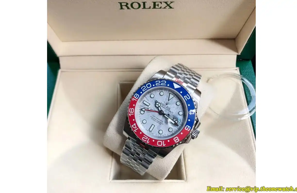 GMT Master II 40mm Cer Jub SS SS Red Blue Meteorite GDF MY8215