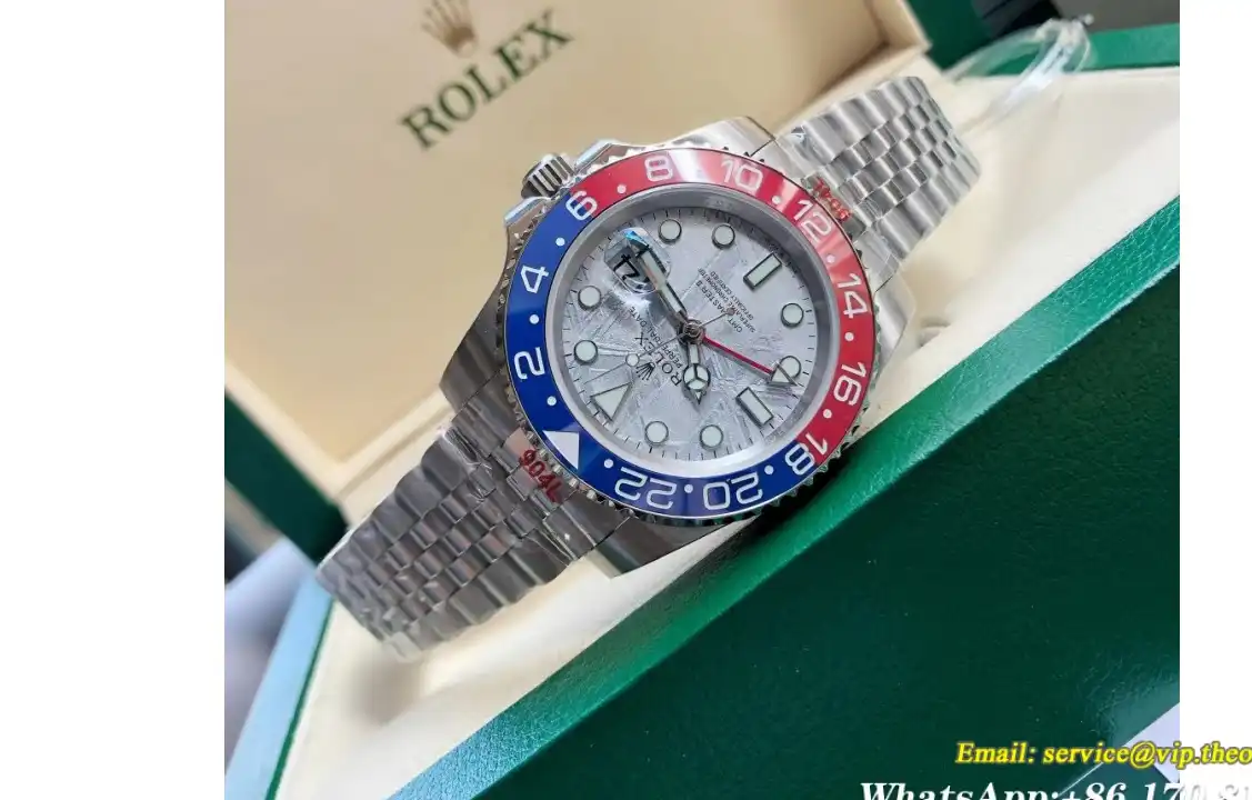 GMT Master II 40mm Cer Jub SS SS Red Blue Meteorite GDF MY8215