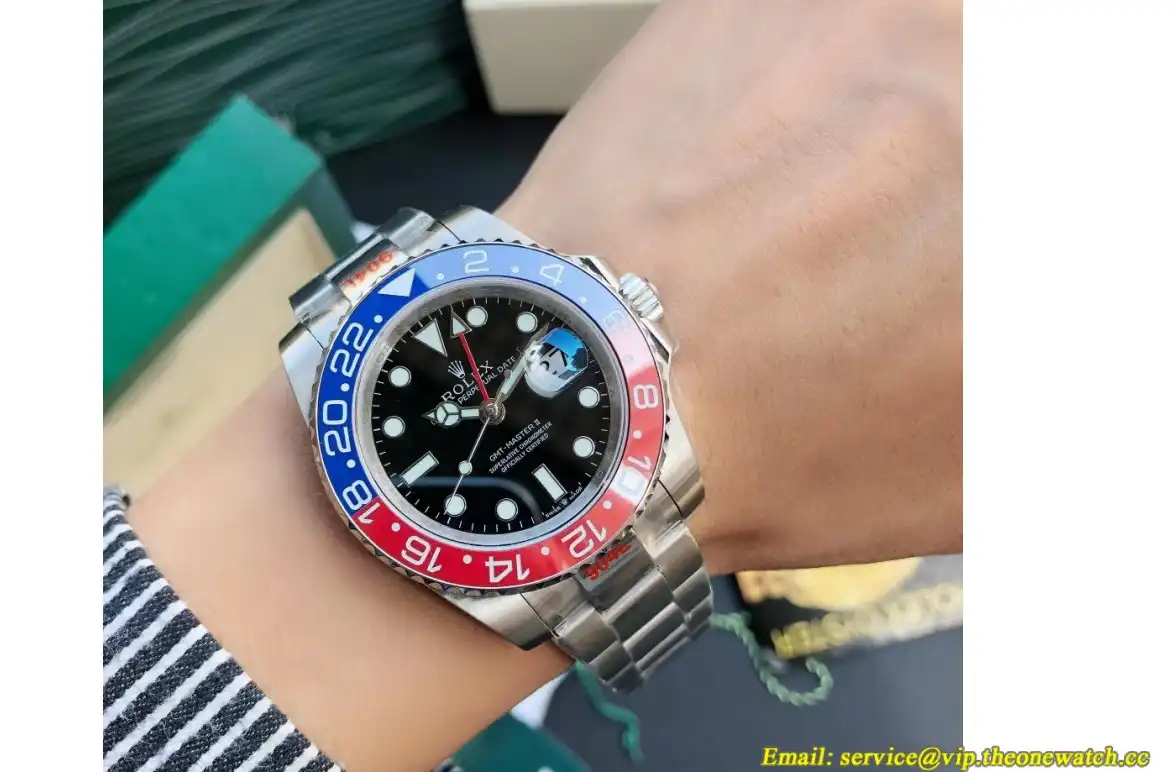 GMT Master II 40mm Cer Oys SS SS Red Blue Black Dial GDF MY8215