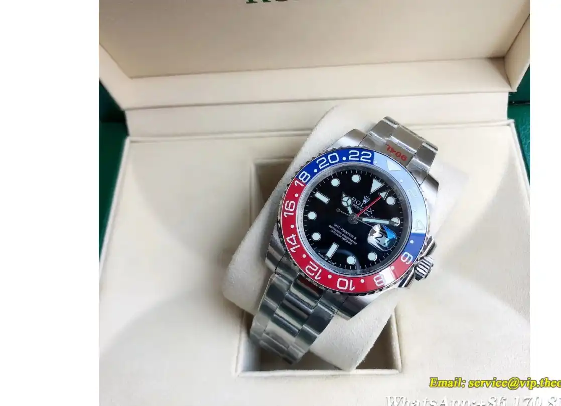 GMT Master II 40mm Cer Oys SS SS Red Blue Black Dial GDF MY8215