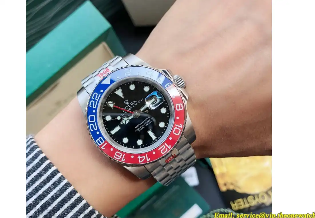 GMT Master II 40mm Cer Jub SS SS Red Blue Black Dial GDF MY8215