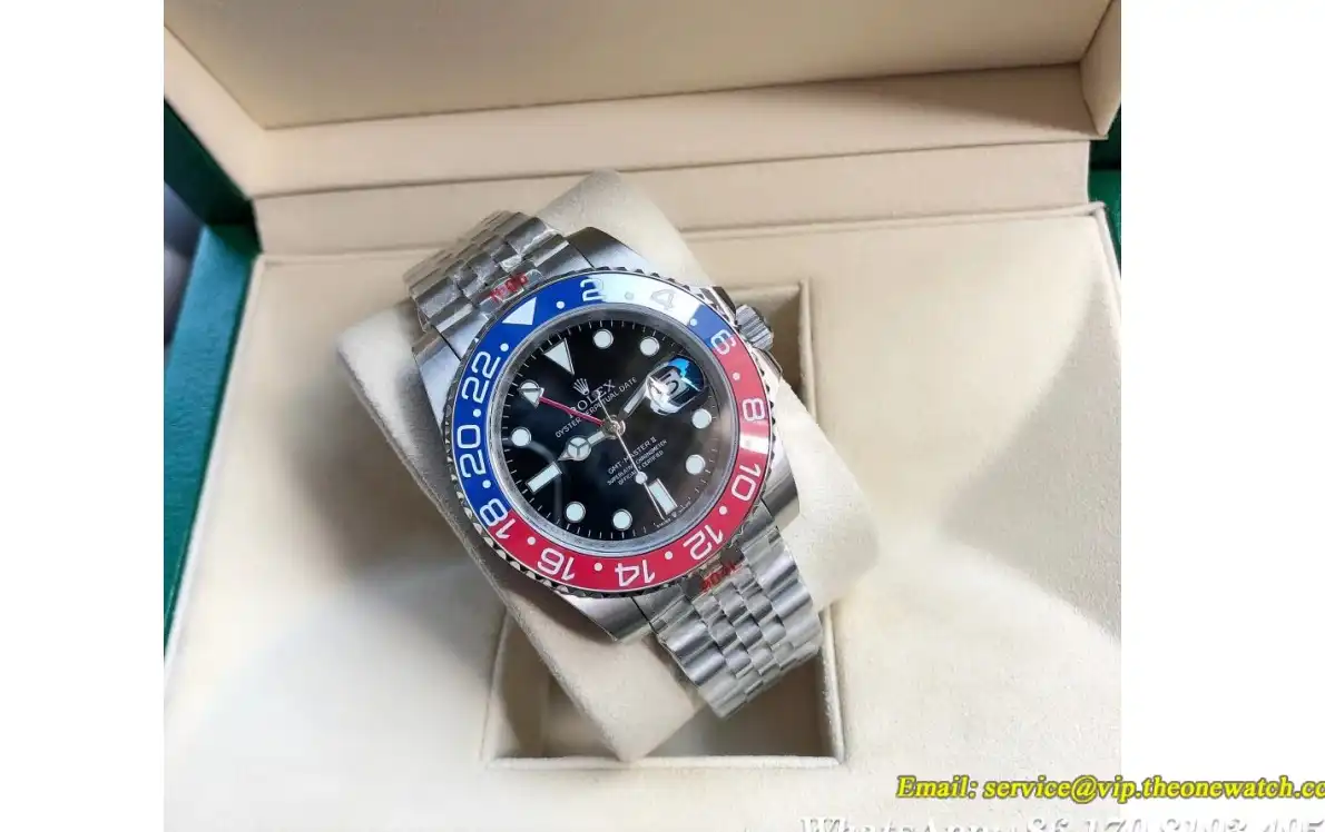 GMT Master II 40mm Cer Jub SS SS Red Blue Black Dial GDF MY8215