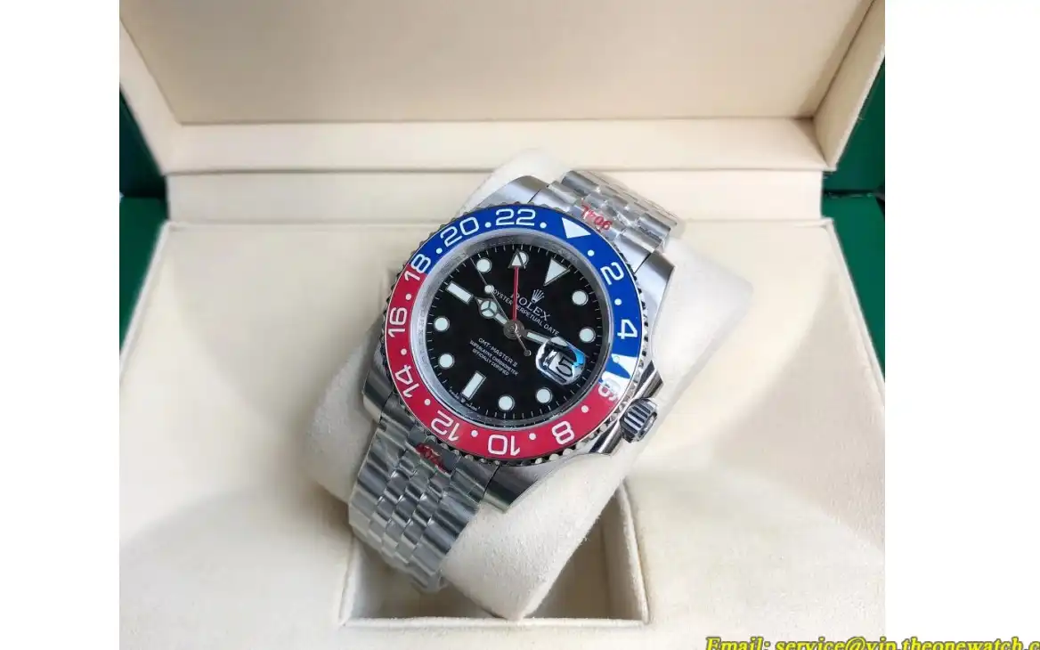 GMT Master II 40mm Cer Jub SS SS Red Blue Black Dial GDF MY8215