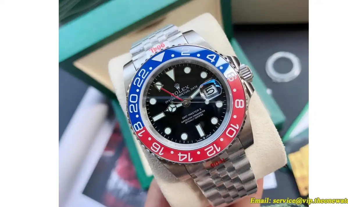 GMT Master II 40mm Cer Jub SS SS Red Blue Black Dial GDF MY8215