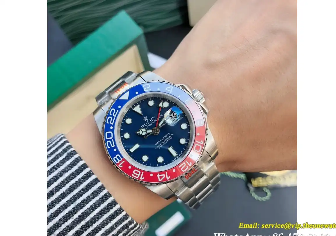 GMT Master II 40mm Cer Oys SS SS Red Blue Blue Dial GDF MY8215