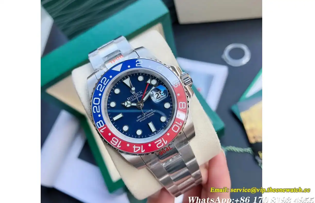 GMT Master II 40mm Cer Oys SS SS Red Blue Blue Dial GDF MY8215