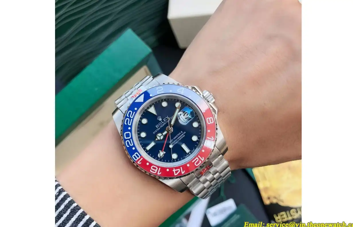 GMT Master II 40mm Cer Jub SS SS Red Blue Blue Dial GDF MY8215