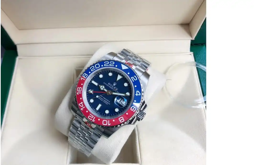 GMT Master II 40mm Cer Jub SS SS Red Blue Blue Dial GDF MY8215