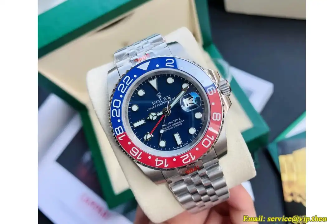 GMT Master II 40mm Cer Jub SS SS Red Blue Blue Dial GDF MY8215