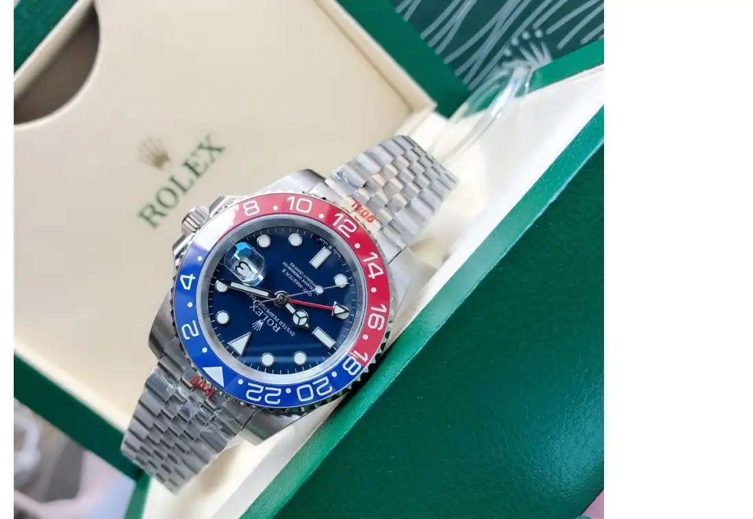 GMT Master II 40mm Cer Jub SS SS Red Blue Blue Dial GDF MY8215