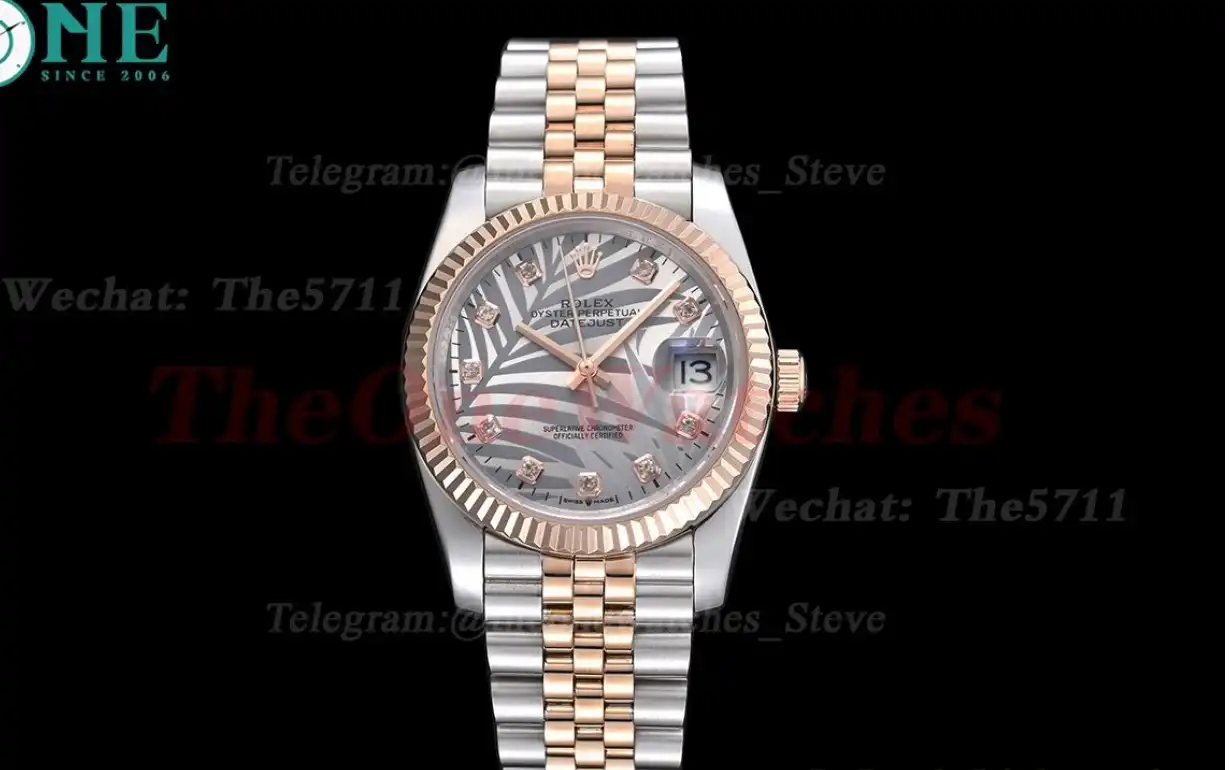 Datejust 126231 36mm Jub RG SS Palm Motif Grey Dia GDF MY8215