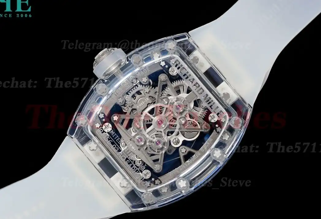 RM56-02 44mm Skeleton Dial on Transparent Rubber Strap RMF Tourb