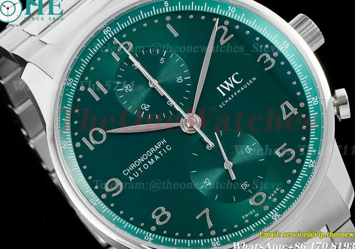 Portuguese Chrono IW371617 41mm SS SS Green Num AZF A69355