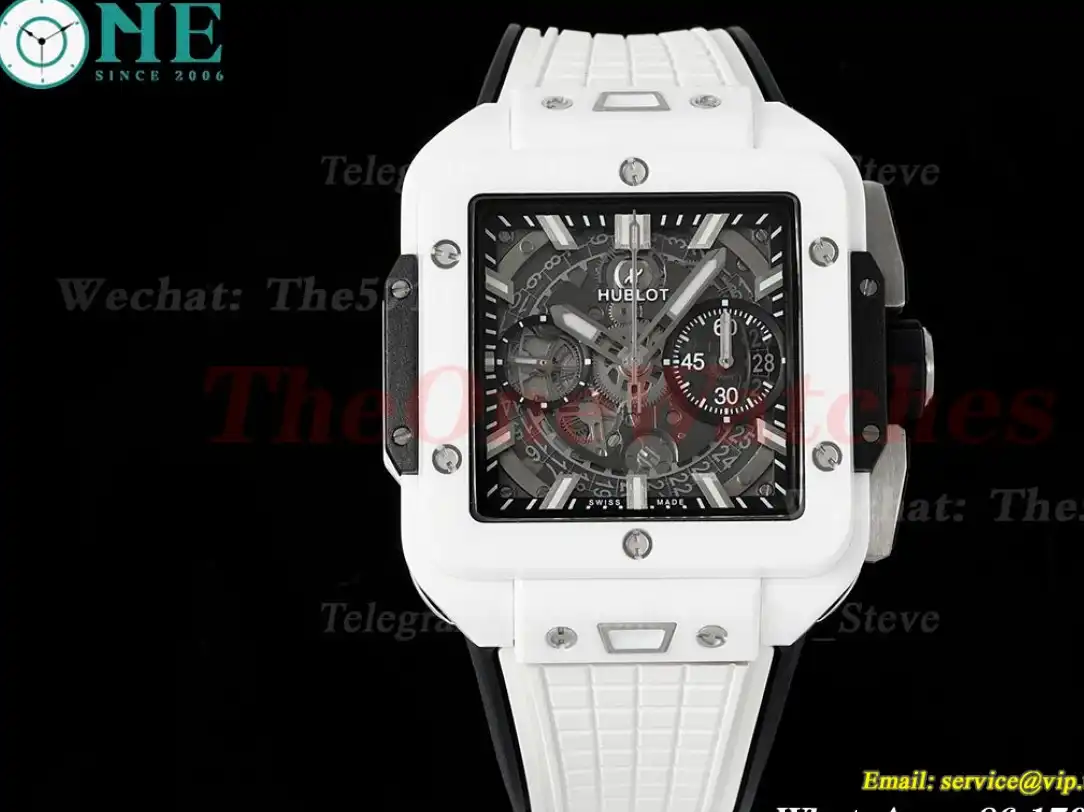 Square Bang Unico 42mm White Cer RU Skeleton Dial BBF HUB1280A