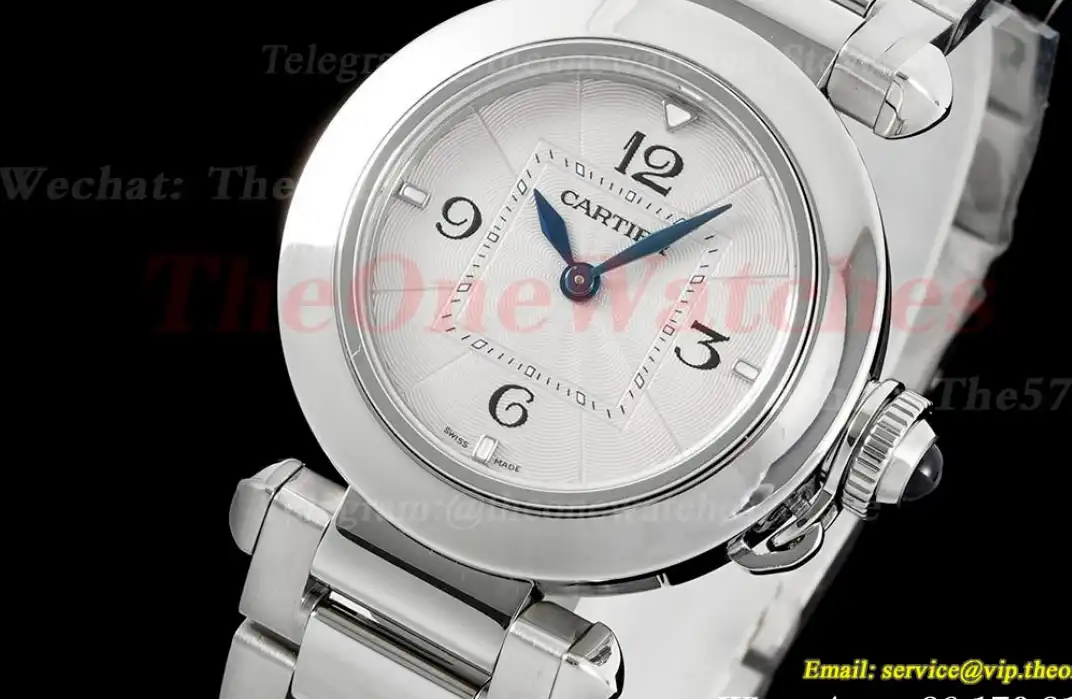 Pasha De Cartier Ladies 30mm SS SS White Dial AF Quartz