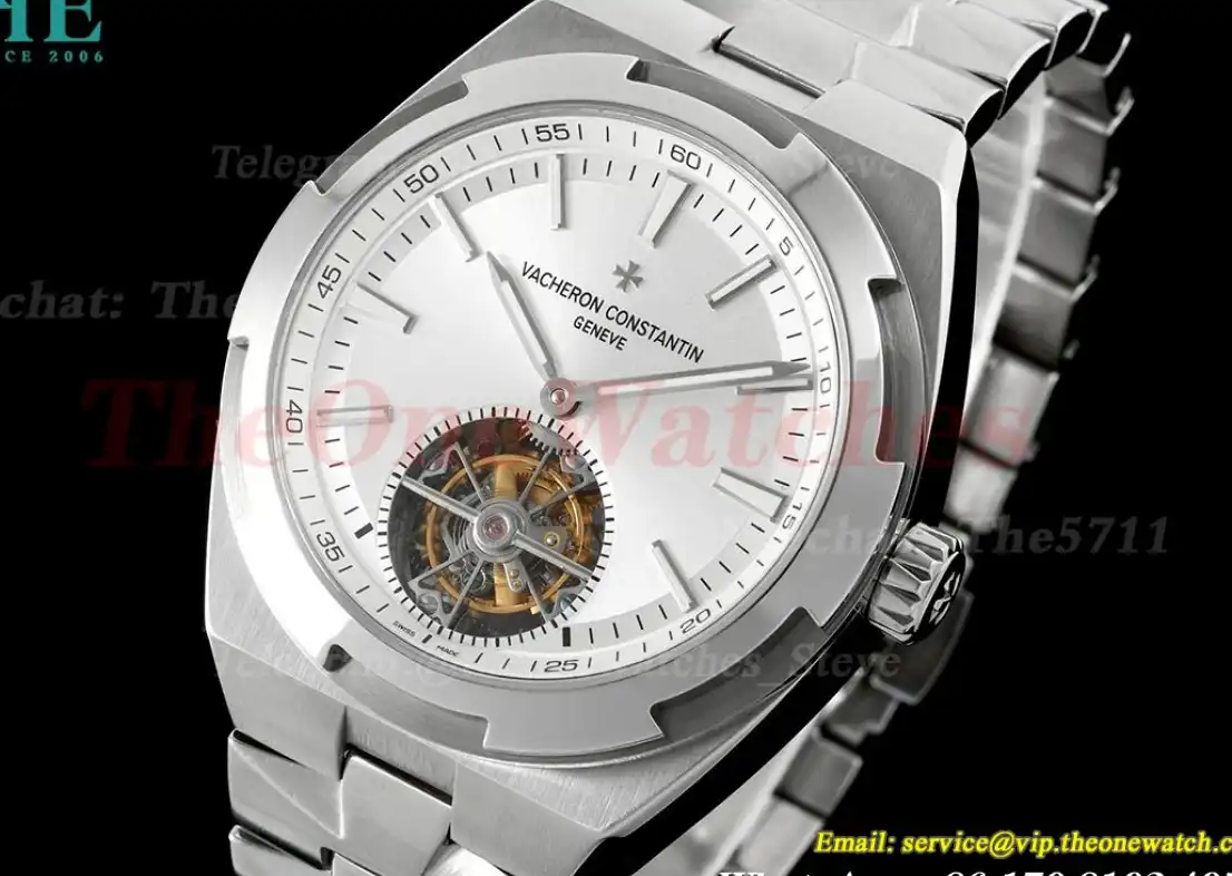 Overseas 6000V 42.5mm SS SS White Stk EURF Tourb