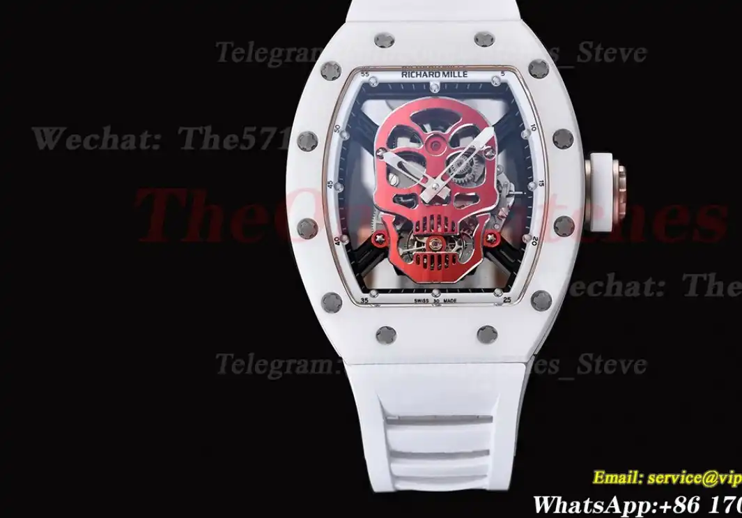 RM52-01 Cer RU On White Rubber Strap Real Tourbillon YSF