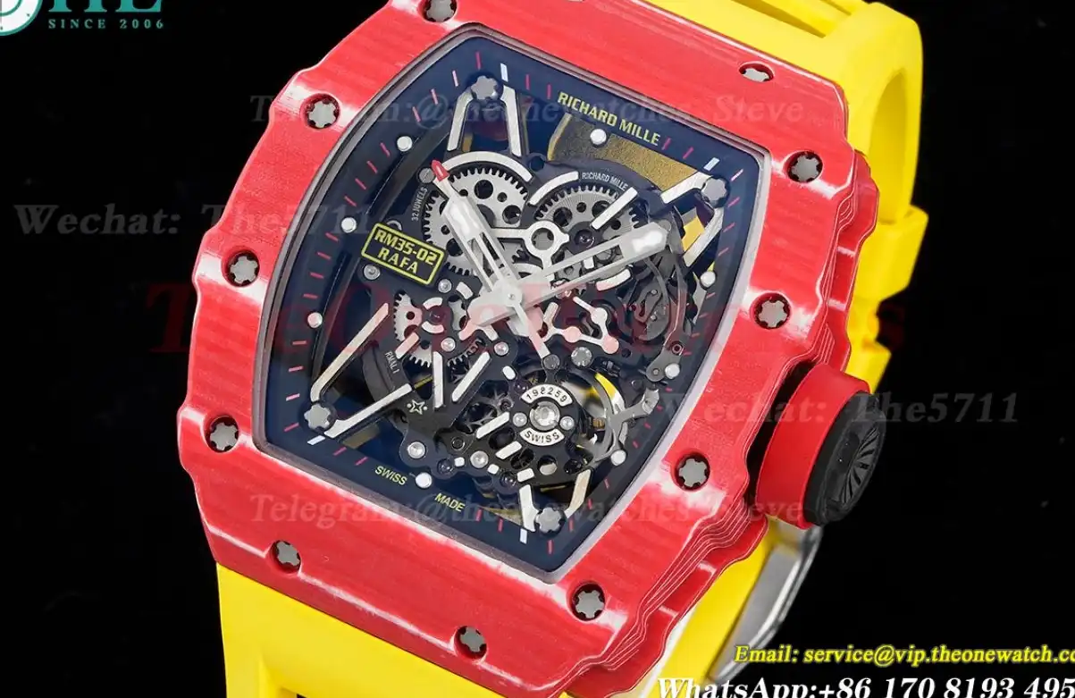 RM35-02 Skeleton Dial  With Yellow Rubber Srap T+F Clone RMUL2