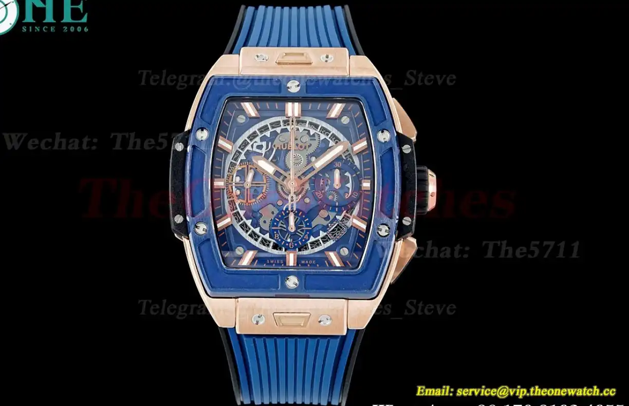 Spirit of Big Bang Chrono 42mm TI RU Blue Skeleton Dial BBF A7750 Mod