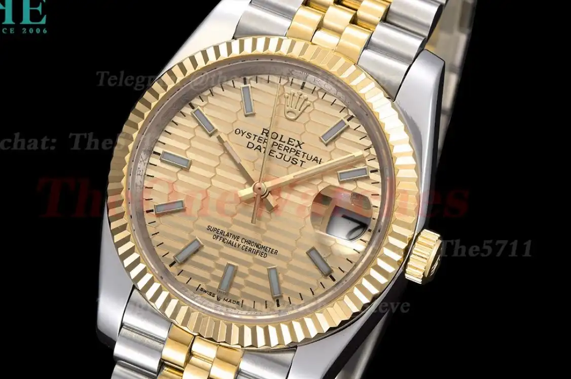 Datejust 126233 36mm Jub SS YG Gold Textured Dial Stk GDF MY8215