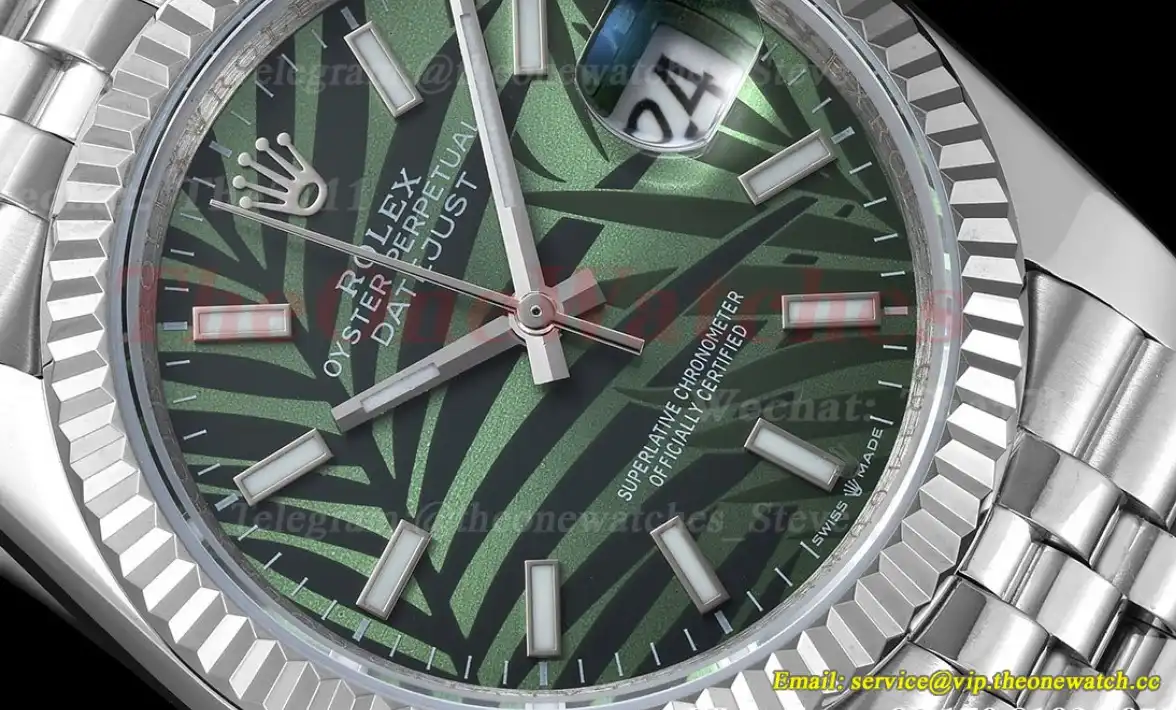 Datejust 126234 36mm Jub SS SS Green Palm Motif Dial GDF MY8215