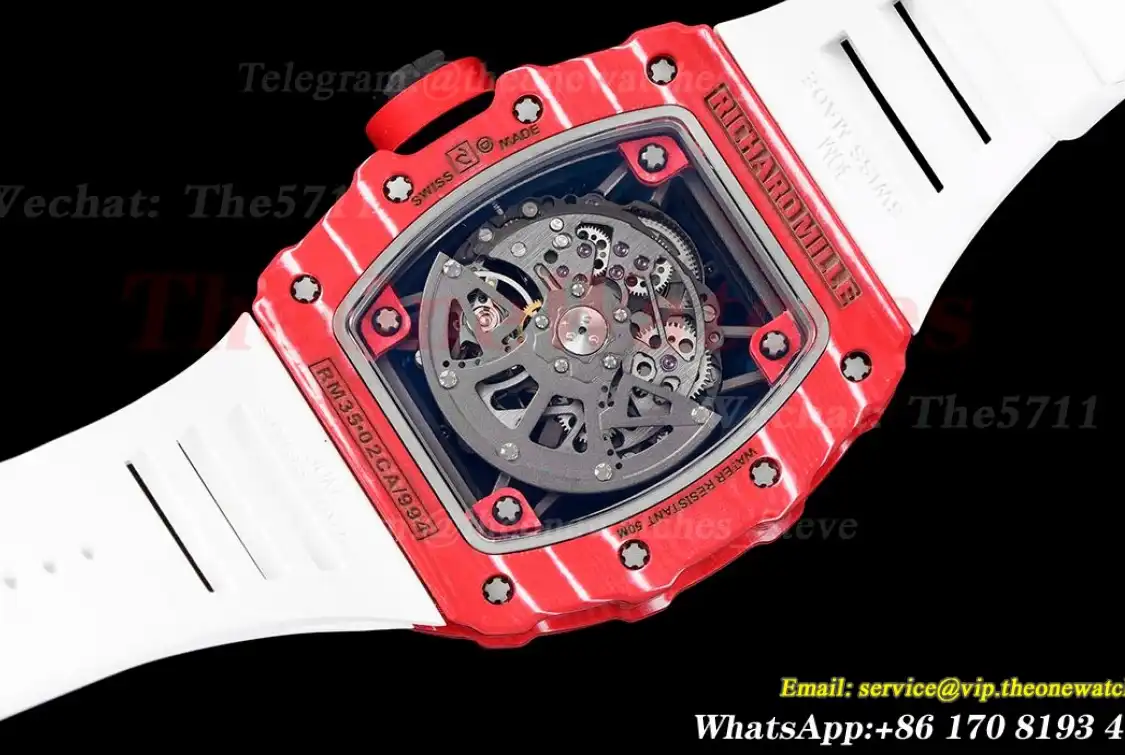 RM35-02 Skeleton Dial With White Rubber Strap T+F Clone RMUL2