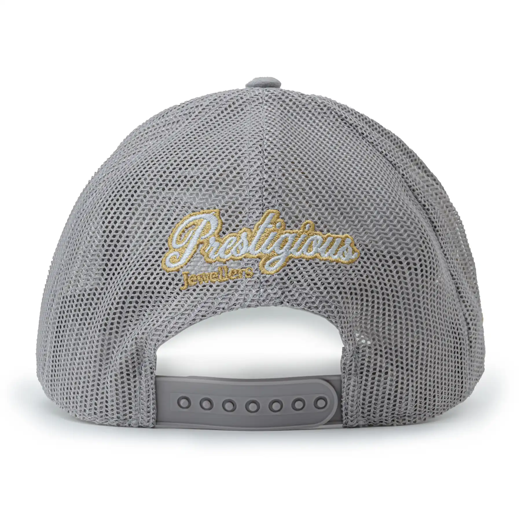 Presitigious Jewellers Trucker Cap – Gold   Grey