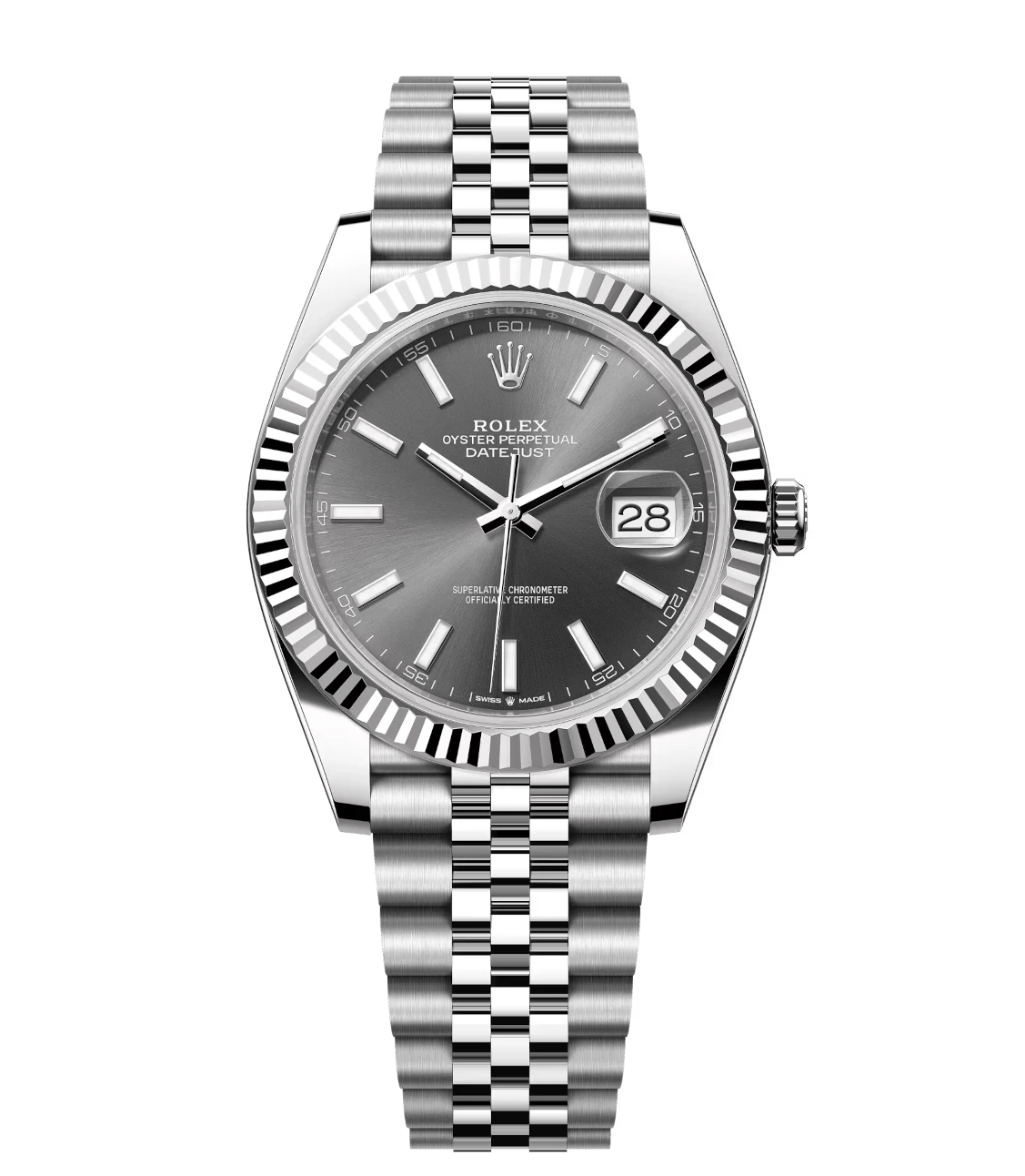 Breathable Rolex Datejust 41 Oyster Perpetual Oystersteel and white gold slate dial Jubilee band Reference 1611