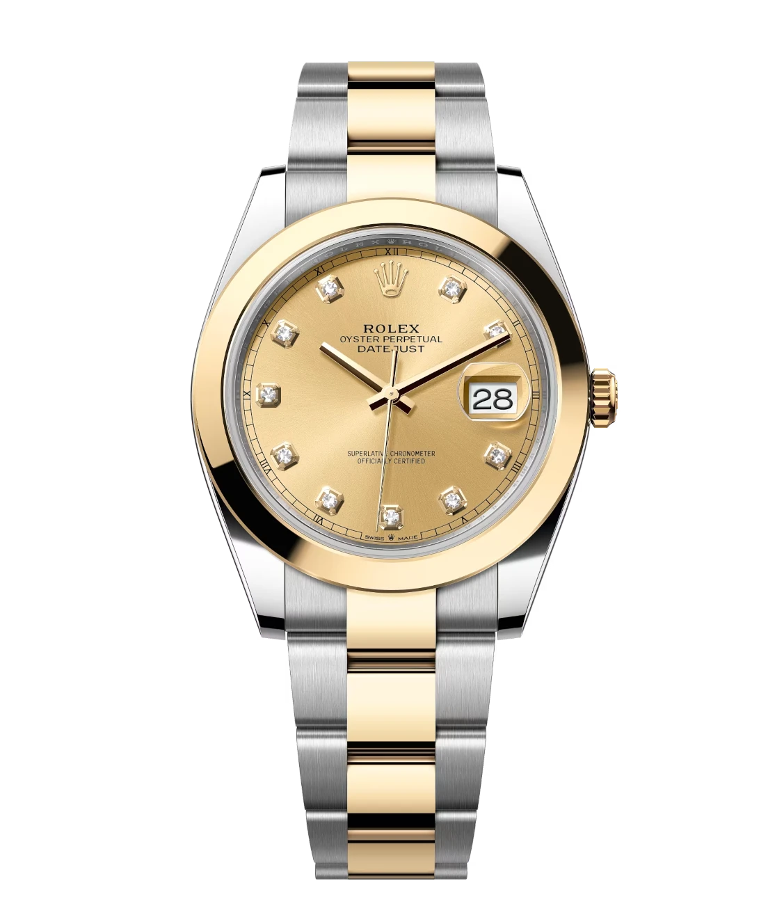 BestValue Rolex Datejust 41 Oyster Perpetual Oystersteel and yellow gold champagne colour, diamond-set dial Oyster band Reference 1670