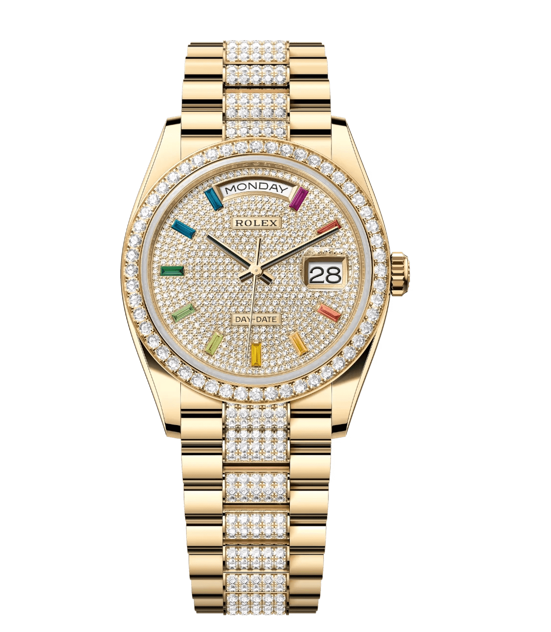 Rolex Day-Date 36 Oyster Perpetual 18 ct yellow gold diamond-paved dial diamond-set bezel diamond-set President band Reference 128348RBR BestValue 1762